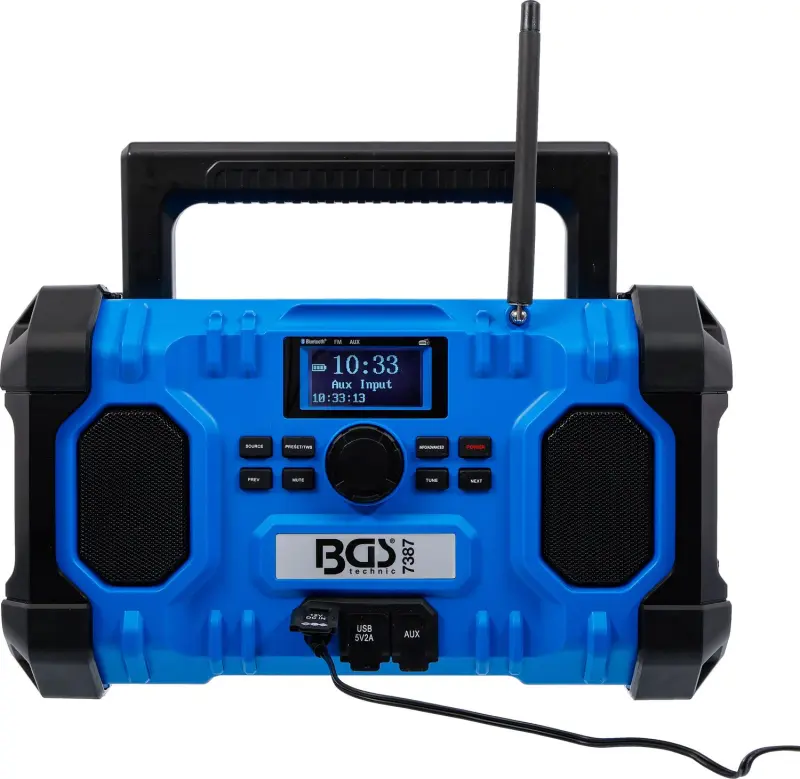 BGS 7387 Aku DAB rádio, hybridní 18 V a 230 V. Bez akumulátoru