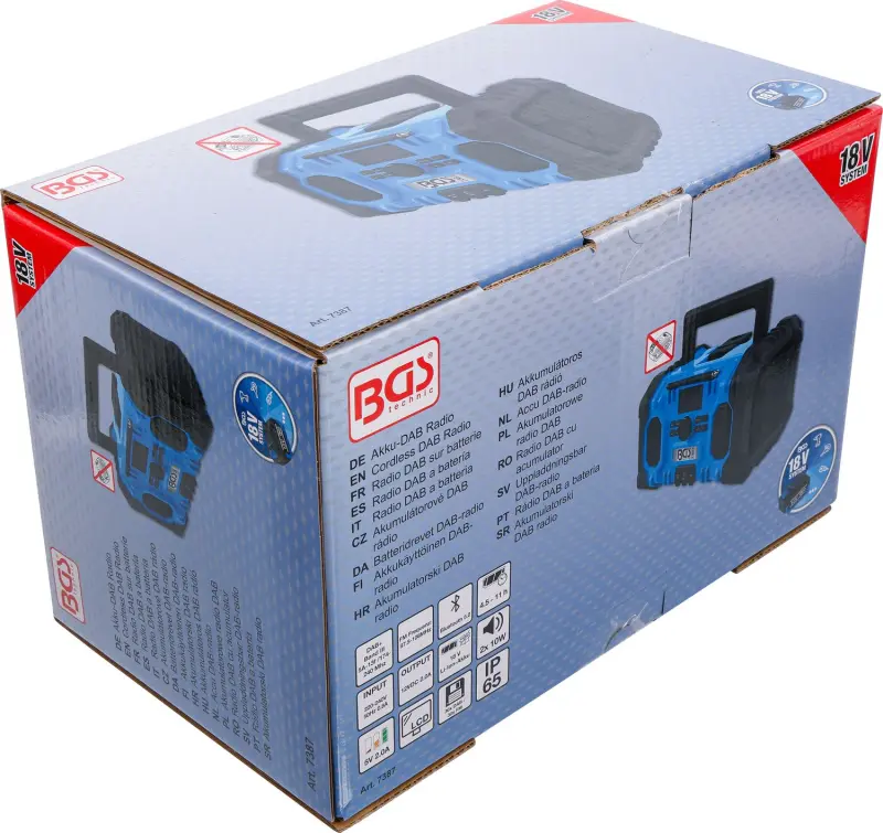 BGS 7387 Aku DAB rádio, hybridní 18 V a 230 V. Bez akumulátoru