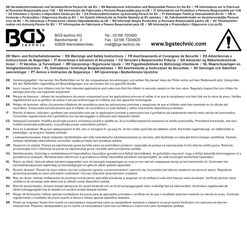 BGS 3359 Pneumatický manometr na huštění pneumatik | digitální | 0 - 16 barů