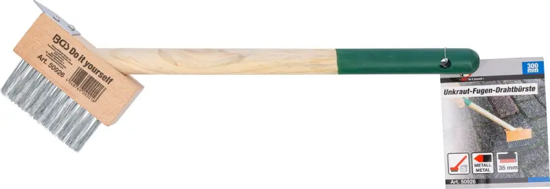 Kraftmann 50926 Drátěný kartáč na plevel ve spárách 300 mm, krátký držák, se škrabkou