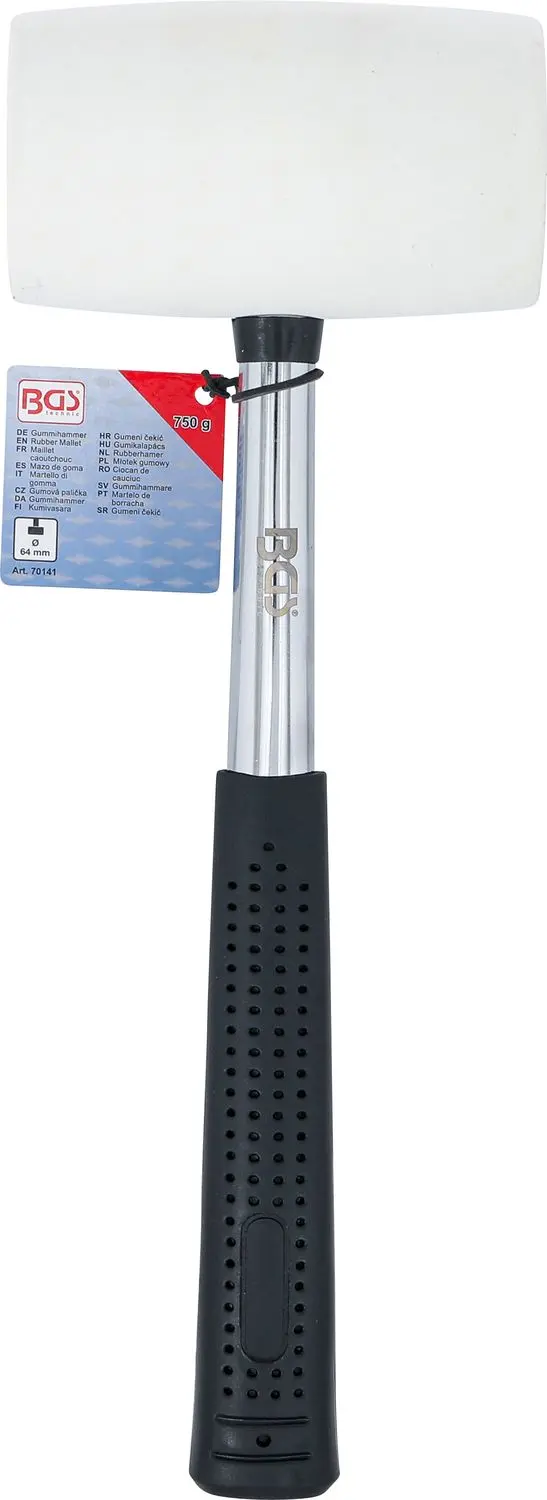 BGS 70141 Gumová palička 750 g, kovová násada, bílá hlava pr. 64 mm