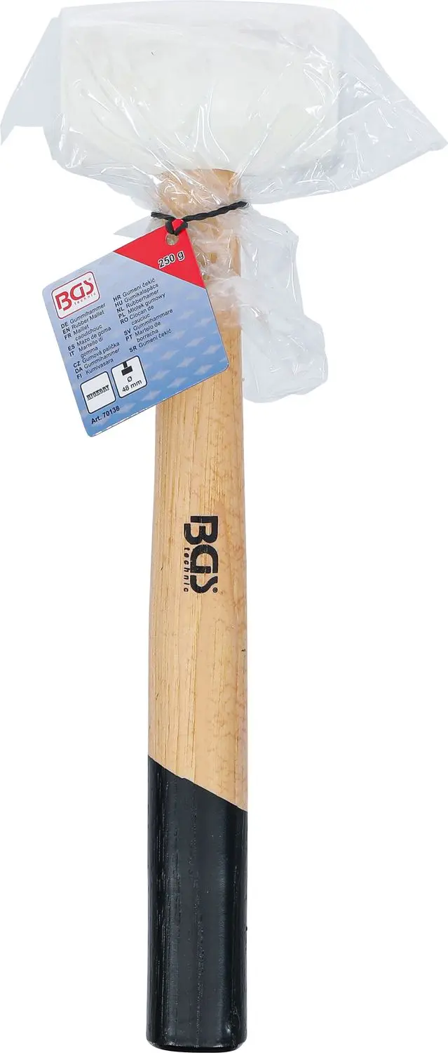BGS 70138 Gumová palička 250 g, násada Hickory, bílá hlava pr. 48 mm