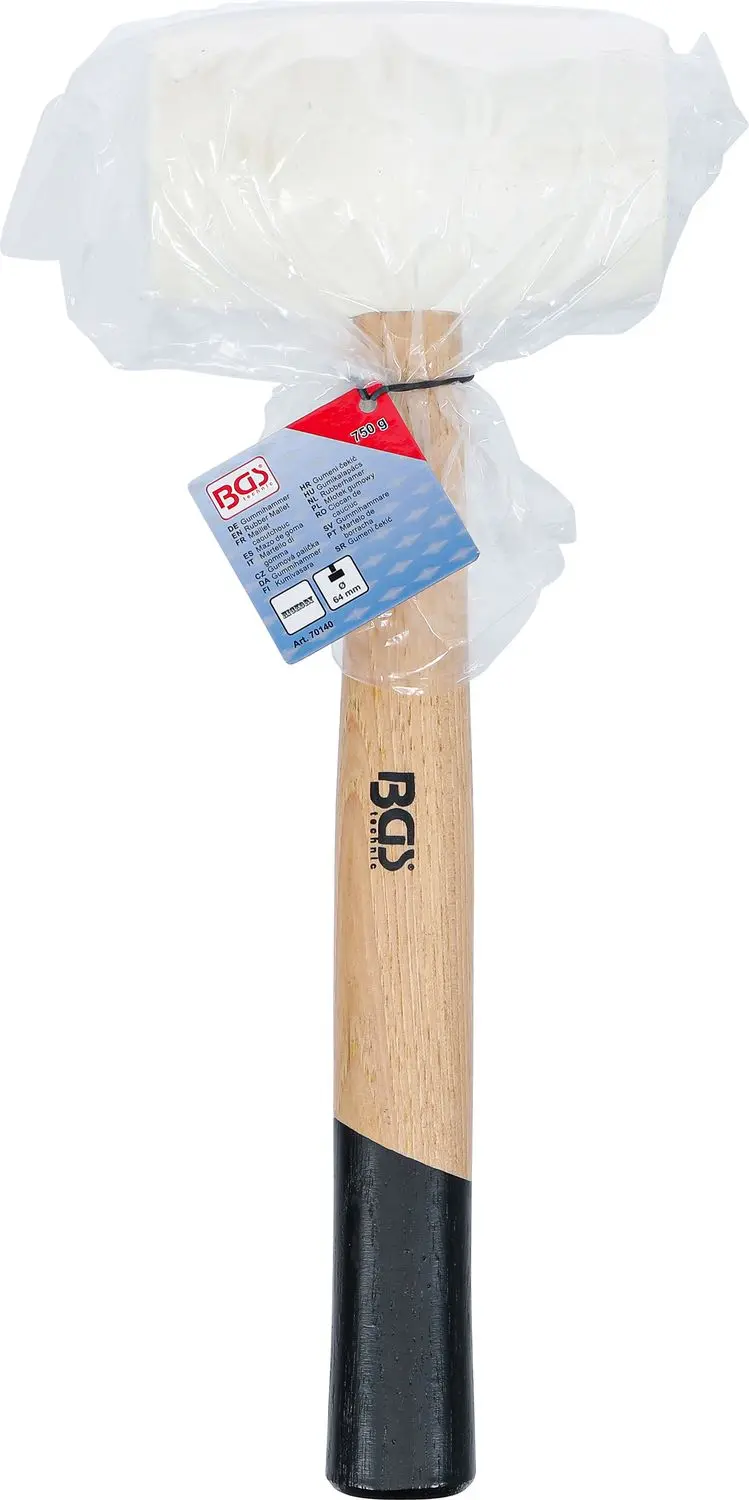 BGS 70140 Gumová palička 750 g, násada Hickory, bílá hlava pr. 64 mm