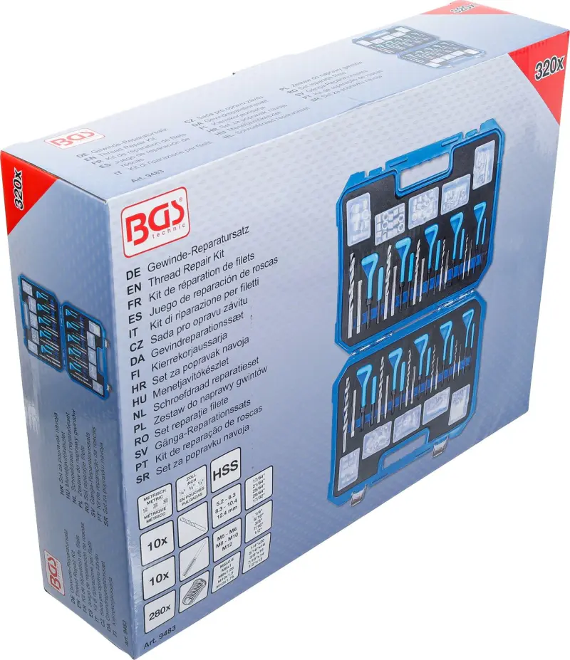 BGS 9483 Nástroje pro opravu závitu - Metrické / palcové velikosti