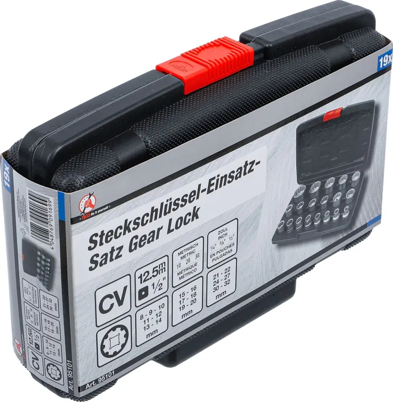 Kraftmann 95101 Nástrčné hlavice 1/2" 8 ÷ 32 mm Gear-Lock - 19 dílů