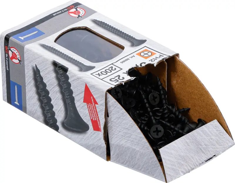 Sádrokartonové vruty PH2 hrubý závit 3,9 × 25 mm 200 ks Kraftmann 88065 (BGS1088065)