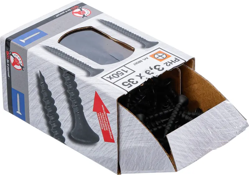 Sádrokartonové vruty PH2 hrubý závit 3,9 × 35 mm 150 ks Kraftmann 88067 (BGS1088067)