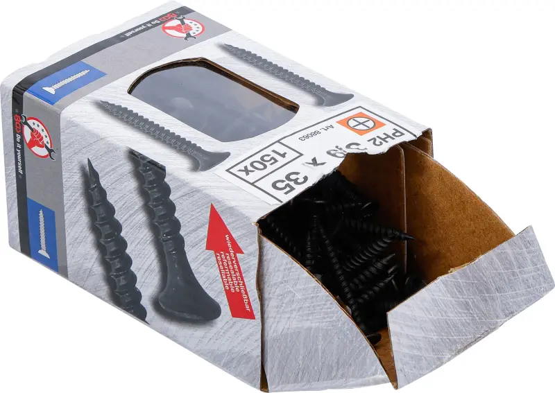 Sádrokartonové vruty PH2 Jemný závit 3,9 × 35 mm 150 ks Kraftmann 88063 (BGS1088063)