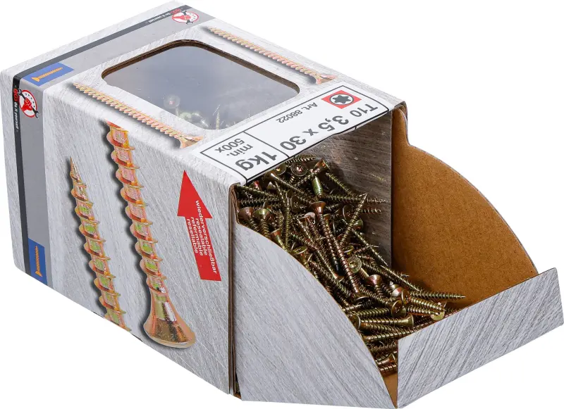 Víceúčelové šrouby T-profil T10 3,5 x 30 mm 1 kg / 500 ks Kraftmann 88022 (BGS1088022)