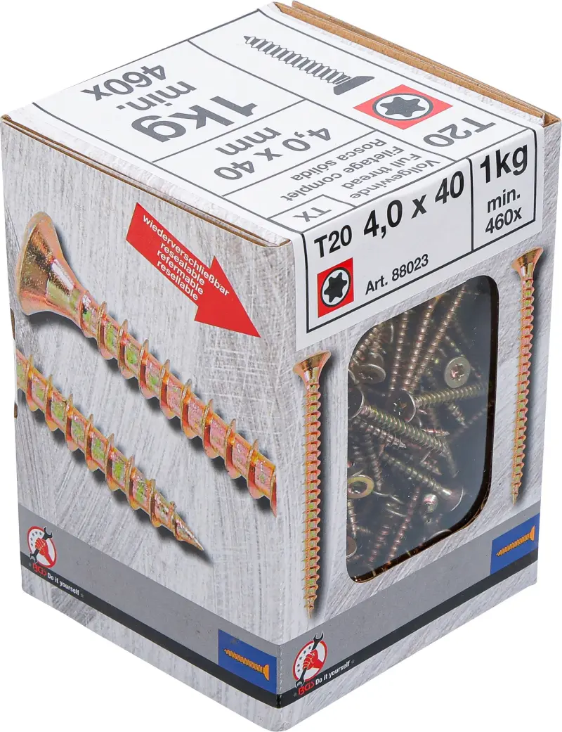 Víceúčelové šrouby T-profil T20 4,0 x 40 mm 1 kg / 460 ks Kraftmann 88023 (BGS1088023)