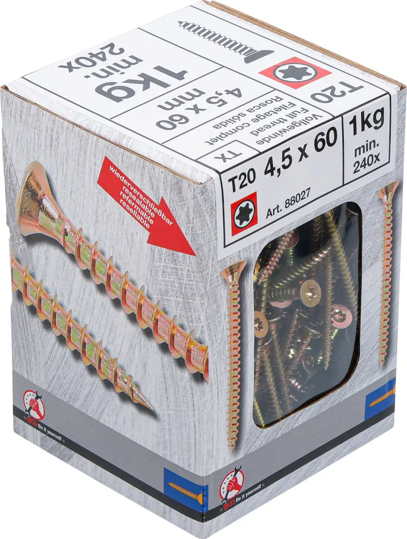Víceúčelové šrouby T-profil T20 4,0 x 60 mm 1 kg / 240 ks Kraftmann 88027 (BGS1088027)