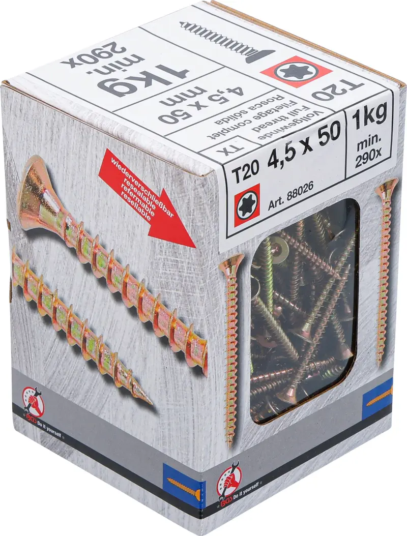 Víceúčelové šrouby T-profil T20 4,5 x 50 mm 1 kg / 290 ks Kraftmann 88026 (BGS1088026)
