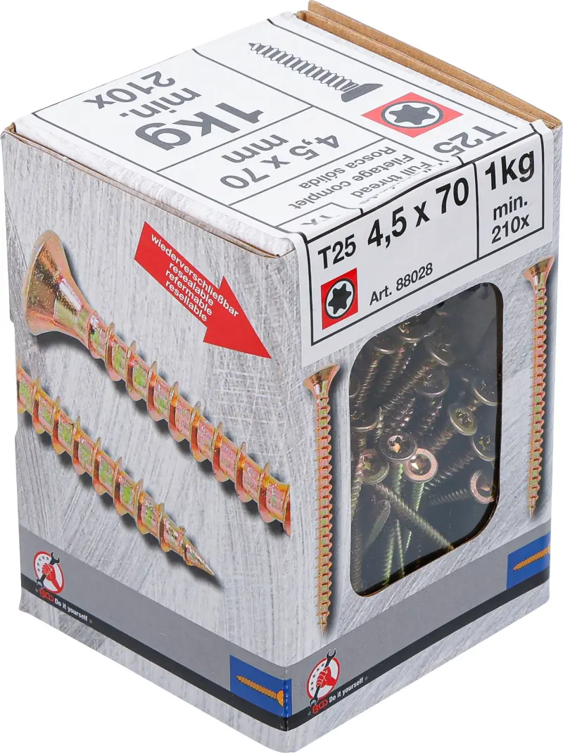 Víceúčelové šrouby T-profil T20 4,5 x 70 mm 1 kg / 210 ks Kraftmann 88028 (BGS1088028)