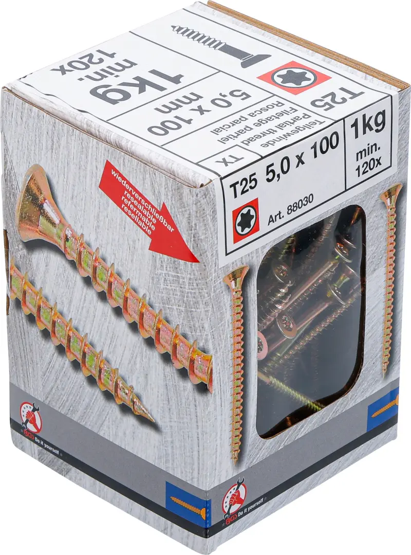 Víceúčelové šrouby T-profil T25 5,0 x 100 mm 1 kg / 120 ks Kraftmann 88030 (BGS1088030)