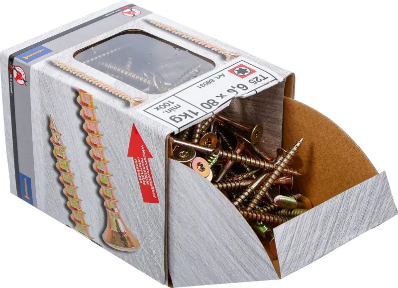 Víceúčelové šrouby T-profil T25 6,0 x 80 mm 1 kg / 100 ks Kraftmann 88031 (BGS1088031)