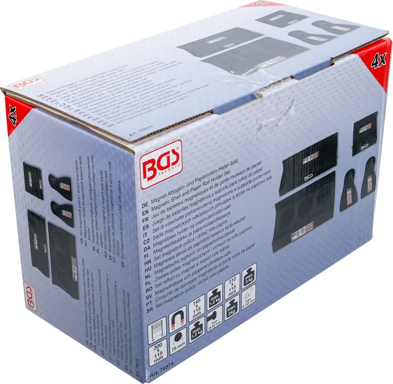 Magnetické odkládací přihrádky a držák na role BGS 74574 - 4 díly (BGS1074574)
