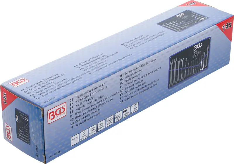Oboustranné ploché klíče 6 ÷ 22 mm | 1/4" ÷ 3/4" BGS 74584 - 14 dílů (BGS1074584)