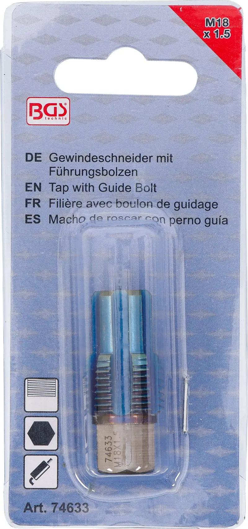 Závitník s vodicím čepem pro lambda sondy M18 x 1,5 BGS 74633 (BGS1074633)