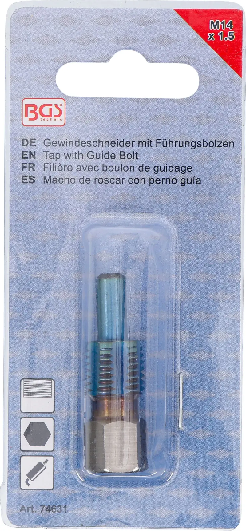 Závitník s vodicím čepem pro teplotní senzory M14 x 1,5 BGS 74631 (BGS1074631)