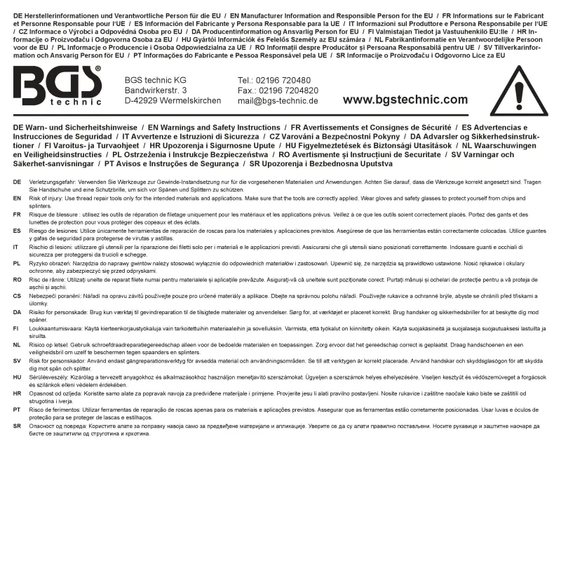 Závitník s vodicím čepem pro teplotní senzory M16 x 1,5 BGS 74632 (BGS1074632)