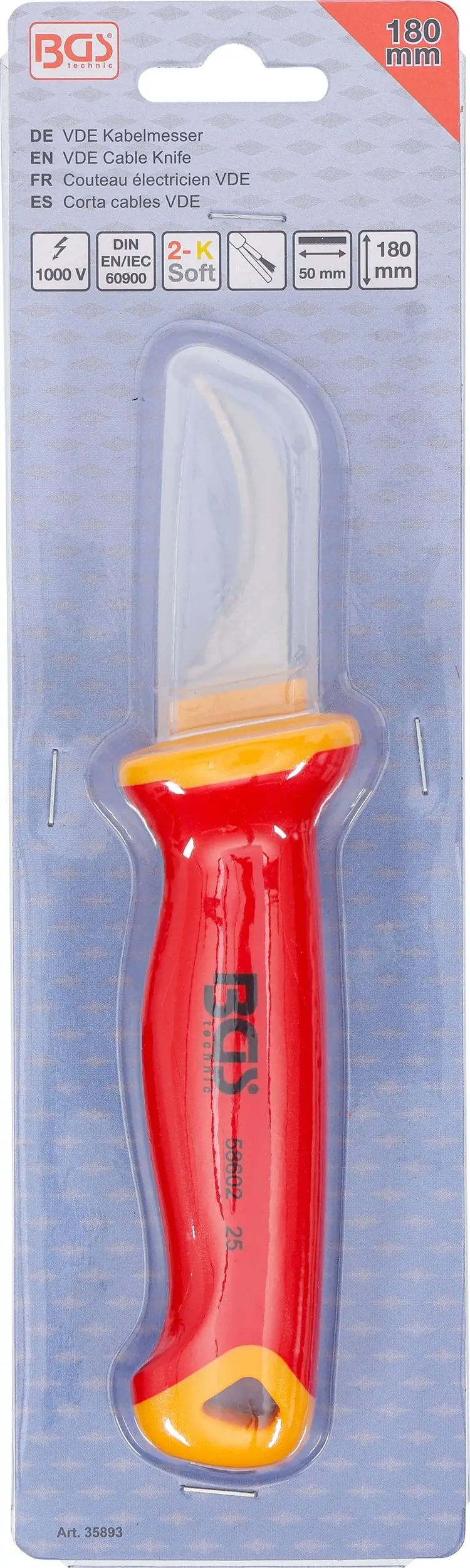 Kabelový nůž VDE 180 mm BGS 35893 háková čepel (BGS1035893)