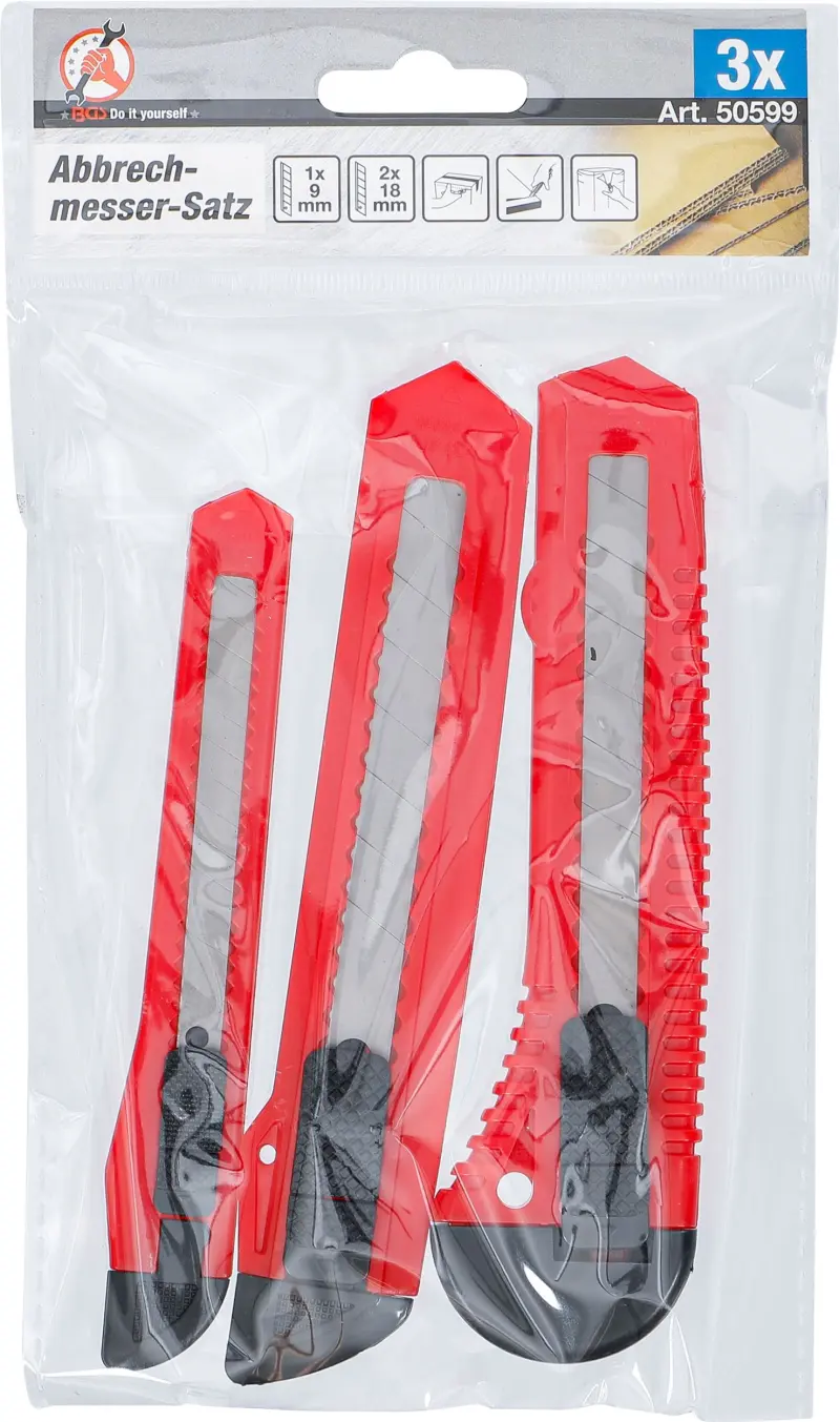 Odlamovací nože, čepel 9/18 mm Kraftmann 50599 - 3 díly (BGS1050599)