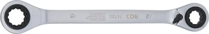 Oboustranný ráčnový očkový klíč přestavitelný 4 v 1 12 x 13 - 14 x 15 mm BGS 74720 (BGS1074720)