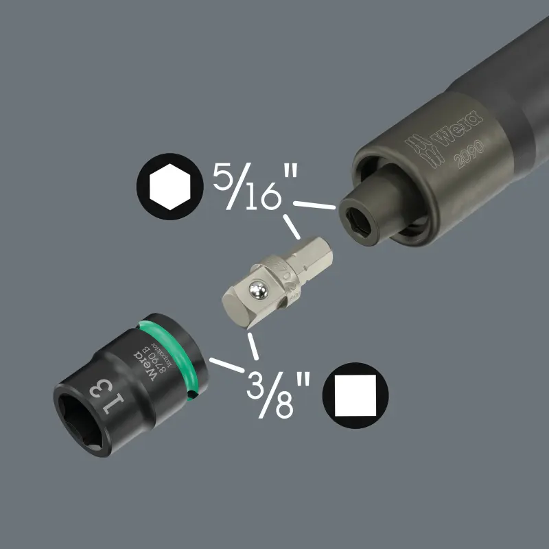 Wera 072018 Nástrčné hlavice 3/8" 10 ÷ 24 mm Impaktor 1 a rázový utahovák 2090/16 - 16 dílů (W05072018001)