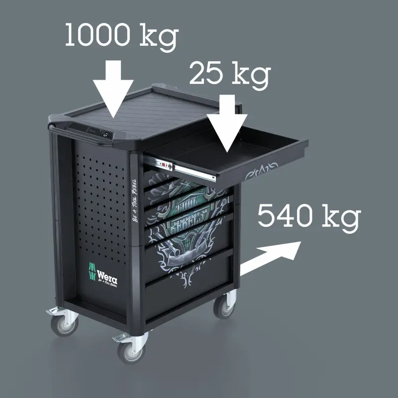 Wera 305851 Dílenský vozík Tool Rebel 9800, 7 zásuvek, bez nářadí (W05305851001)