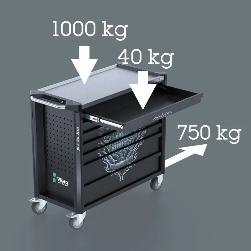 Wera 501881 Dílenský vozík Tool Rebel z nerezové oceli XXL 9801, bez nářadí (W05501881001)