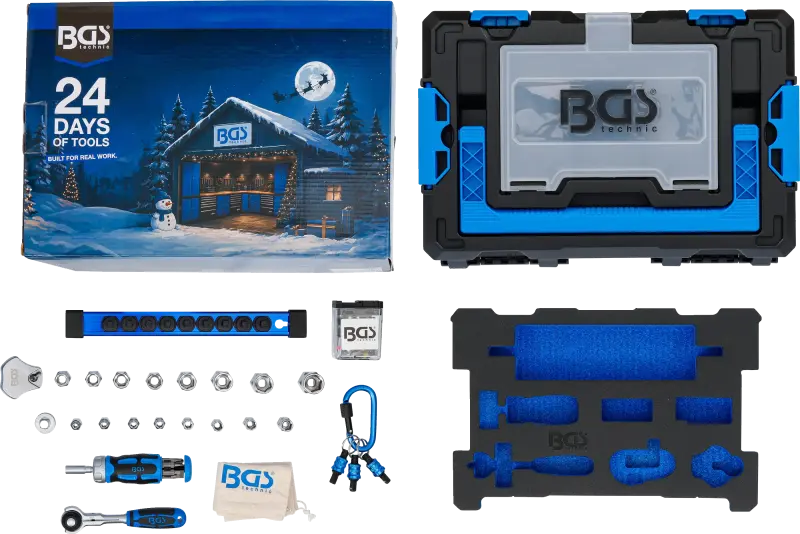 Adventní kalendář s nářadím Christmas 2026, BGS 95020, Vánoční sada nářadí (BGS1095020)