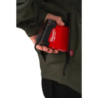 Aku HEXON vyhřívaná košilová bunda Milwaukee M12 HSJGN-O (XXL), zelená, pánská, bez aku, 4932500690
