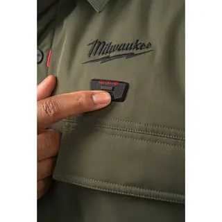 Aku HEXON vyhřívaná košilová bunda Milwaukee M12 HSJGN-O (XXL), zelená, pánská, bez aku, 4932500690