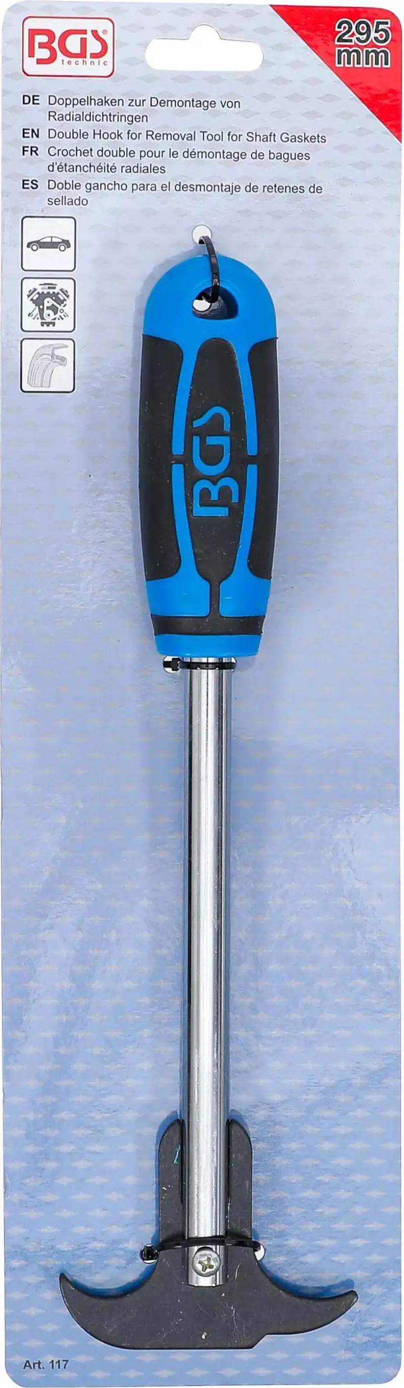 Dvojitý hák 295 mm BGS100117 pro demontáž těsnicích kroužků (BGS100117)