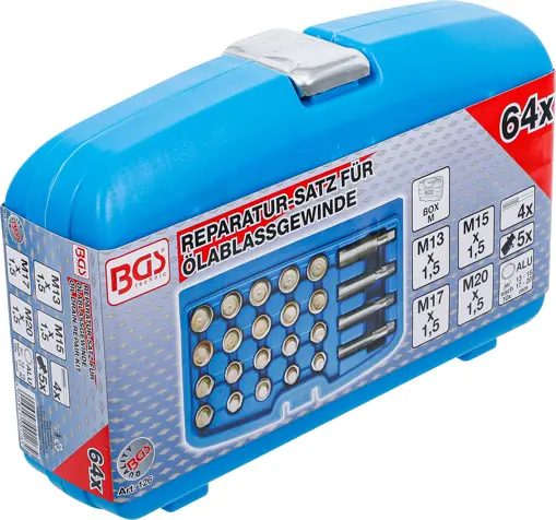 Sada na opravu závitů výpustí olejových van M13 ÷ M20 BGS100126 (64 dílů) (BGS100126)