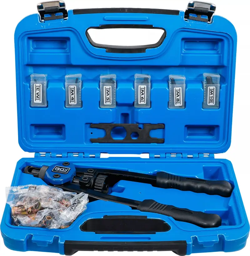 Nýtovací kleště na maticové nýty M3 ÷ M10 BGS100408, 4 nástavce (BGS100408)