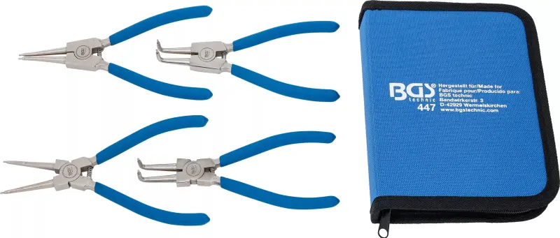 Kleště 175 mm na vnější/vnitřní pojistné kroužky BGS100447. Sada 4 díly (BGS100447)