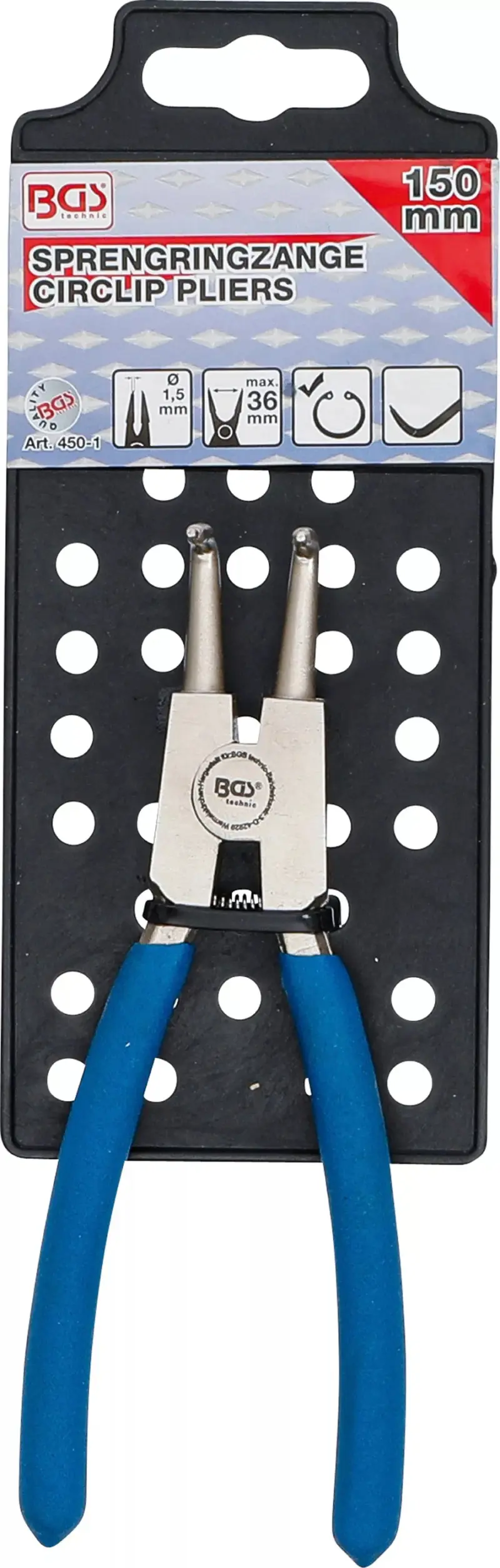 Kleště 150 mm na vnější rozpěrné kroužky BGS100450-1, vyhnuté 90° (BGS100450-1)