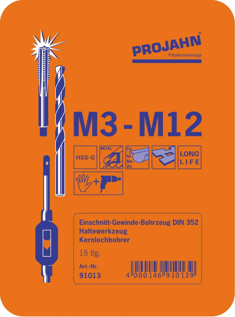 Závitový balíček HSS-G 7 Projahn 91013. Sada 15 dílů (DATPJ91013)
