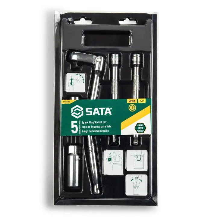 5 ks. Sada metrických nástrčných hlavic na zapalov (SATAST09003SJ)