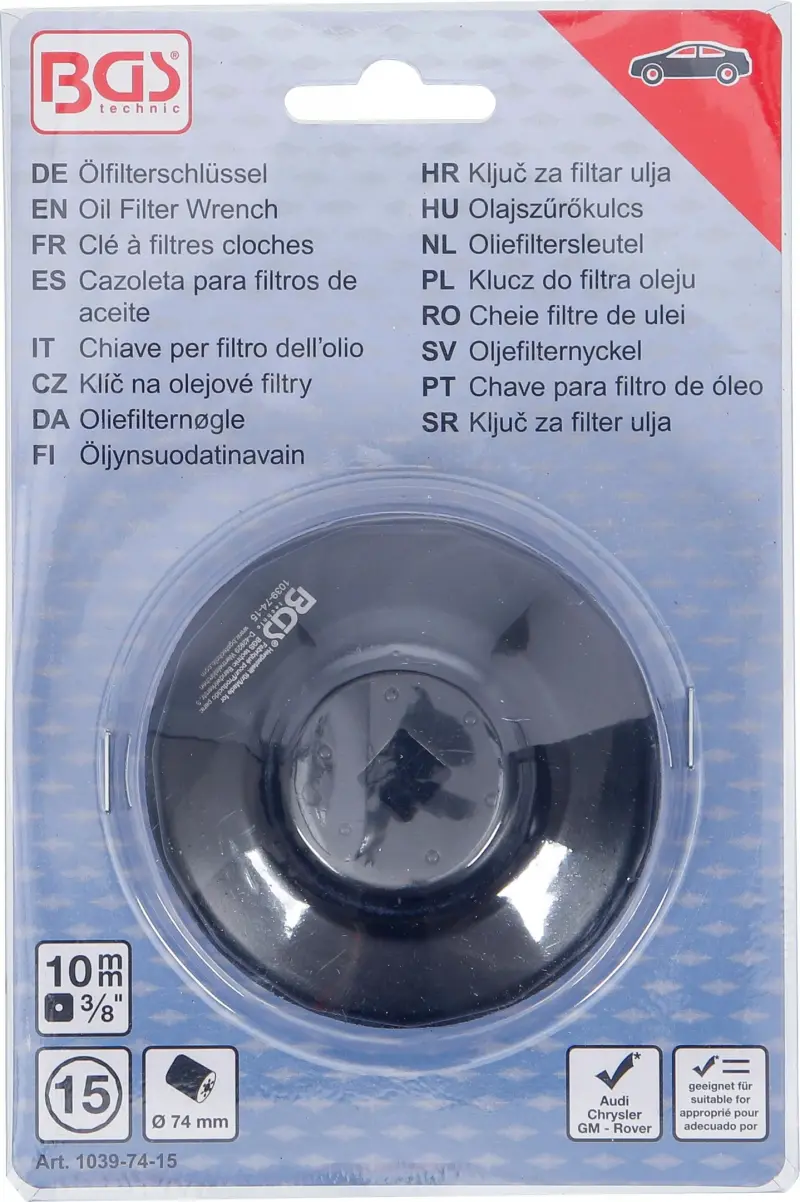 Klíč na olejové filtry průměr 74 mm, 15hranný BGS101039-74-15 (Audi, Chrysler, GM, Rover) (BGS101039-74-15)