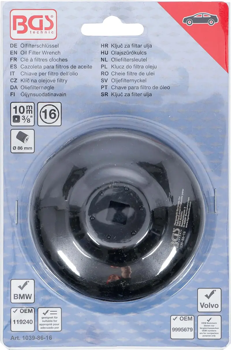 Klíč na olejové filtry průměr 86 mm, 16hranný BGS101039-86-16 (BMW, Volvo) (BGS101039-86-16)