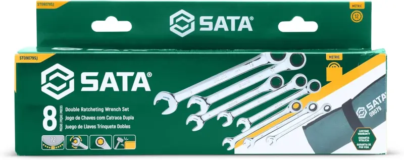 8 ks. Sada metrických klíčů s dvojitou ráčnou - 8, (SATAST09079SJ)