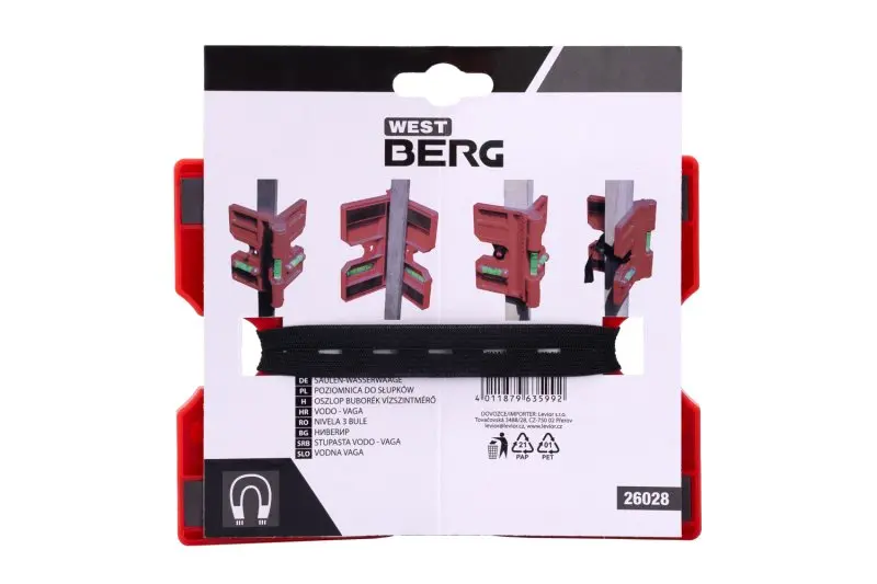 Sloupková magnetická vodováha WESTBERG - 3 libely