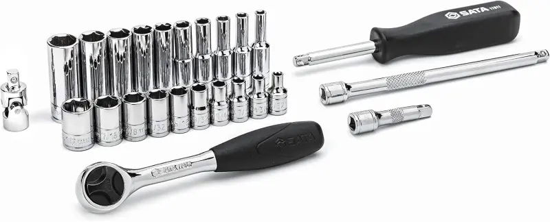 25 ks. Sada nástrčných hlavic 1/4" s 6 hroty SAE (SATAST09098SJ)