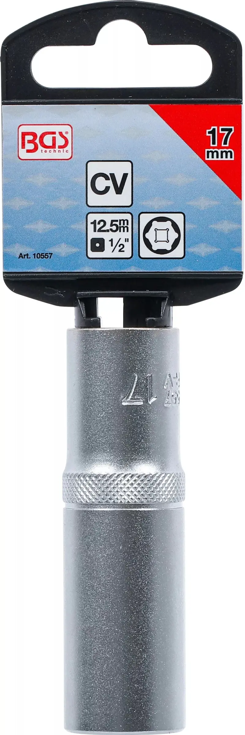 Nástrčná hlavice 1/2“ 17 mm, 6 hranná, prodloužená, Pro Torque. BGS 1055 (BGS1010557)