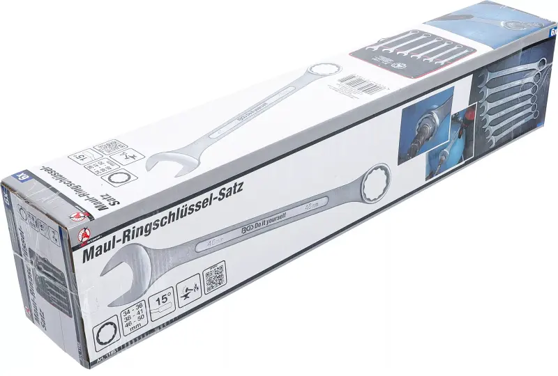 Očkoploché klíče Kraftmann 34 ÷ 50 mm BGS 1185, extra dlouhé XXL. Sada 6 dílů (BGS101185)