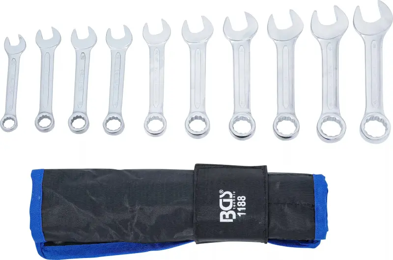 Očkoploché klíče 10 ÷ 19 mm BGS101188, extra krátké. Sada 10 dílů (BGS101188)