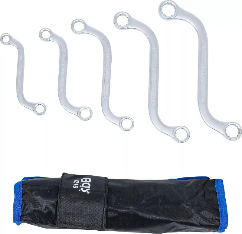 Oboustranné očkové klíče 10 ÷ 19 mm BGS101216, S-forma, dvanáctihran. Sada 5 dílů v tašce (BGS101216)