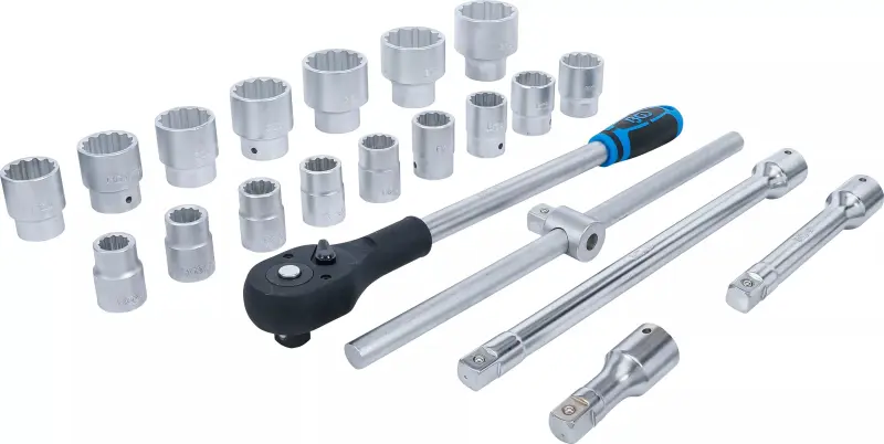 Gola sada 21K. Ráčna 3/4" 12hranný profil 9 ÷ 50 mm (21 dílů) BGS 1223 ((BGS101223)